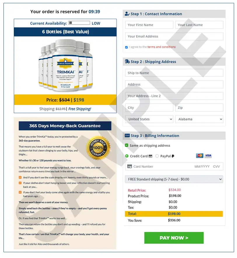 TrimKai Checkout Page